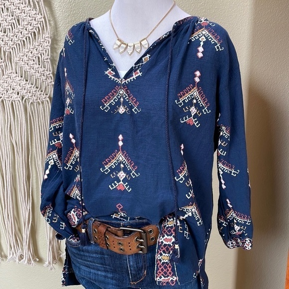 Madewell folkstitch navy popover topSZ XS - Picture 1 of 7